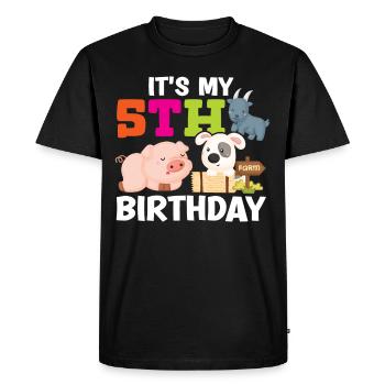 C’est mon 5ème anniversaire - T-shirt Premium bio Homme - noir - Devant - Nico (187cm)