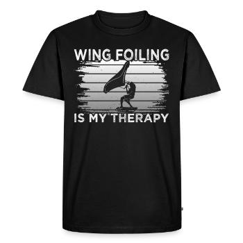 Thérapie de foils d’aile - T-shirt Premium bio Homme - noir - Devant - Nico (187cm)