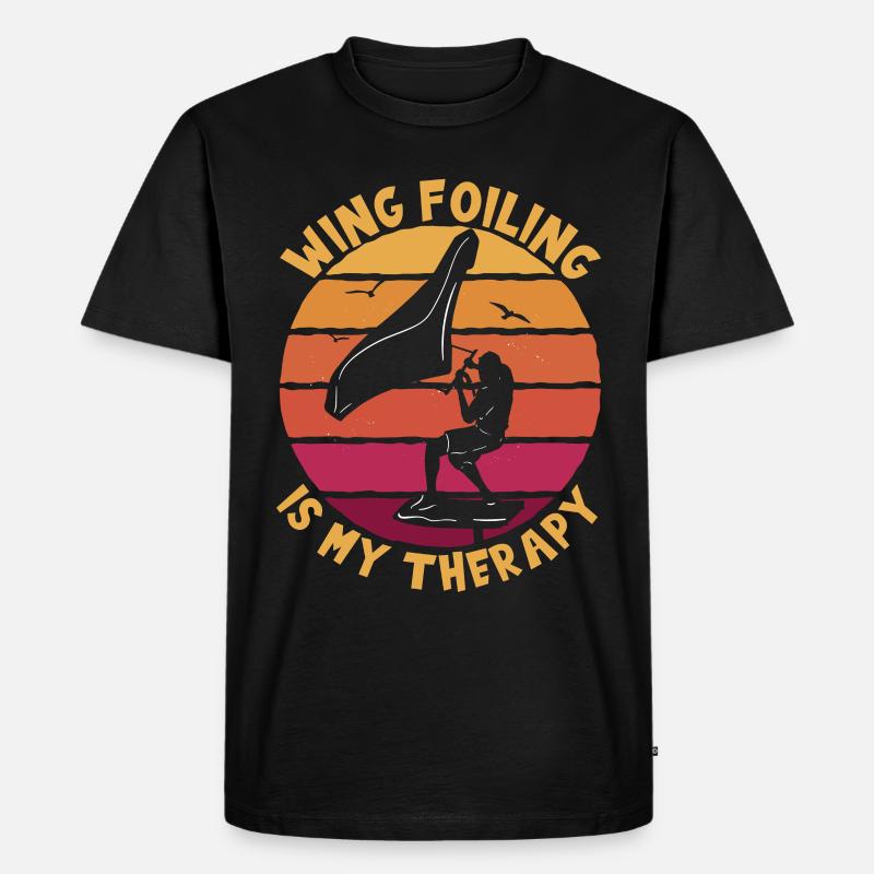 Wing Foiling Therapy - Männer Premium Bio T-Shirt - Schwarz