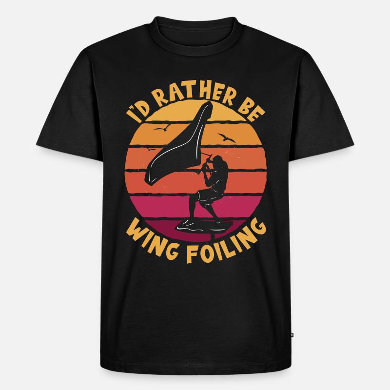 Rather Be Wing Foiling - Männer Premium Bio T-Shirt - Schwarz