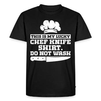 C’est mon couteau de chef chanceux, ne lavez pas - T-shirt Premium bio Homme - noir - Devant - Nico (187cm)