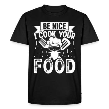 Sois gentil je cuisine ta nourriture - T-shirt Premium bio Homme - noir - Devant - Nico (187cm)