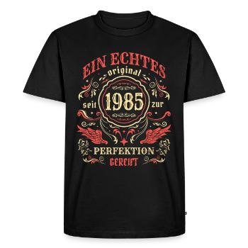 1985 Ein echtes Original seit 1985 - Männer Premium Bio T-Shirt - Schwarz - Vorne - Nico (187cm)