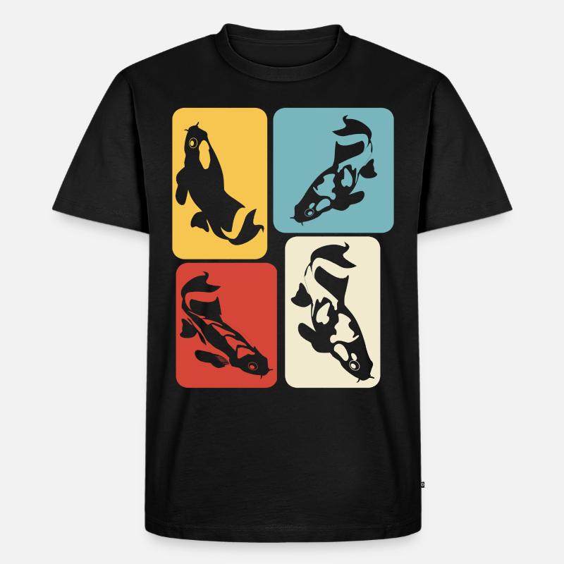Koi Karpfen Retro Kois - Männer Premium Bio T-Shirt - Schwarz