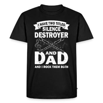 Flûte - Flûtiste Mélomanes - T-shirt Premium bio Homme - noir - Devant - Nico (187cm)