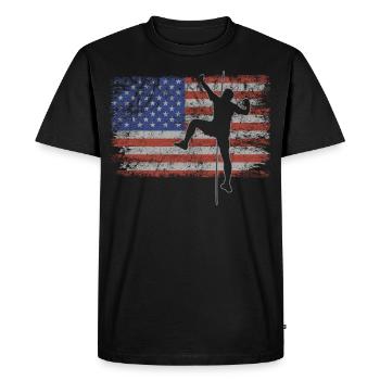 Escalade Retro USA Flag Bloc 4 juillet - T-shirt Premium bio Homme - noir - Devant - Nico (187cm)