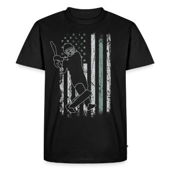 Cricket Retro USA Flag 4th of July - Men's Premium Organic T-Shirt - black - Front - Nico (187cm)