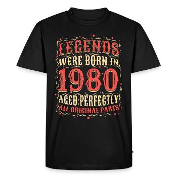 Les légendes sont nées en 1980 Anniversaire - T-shirt Premium bio Homme - noir - Devant - Nico (187cm)