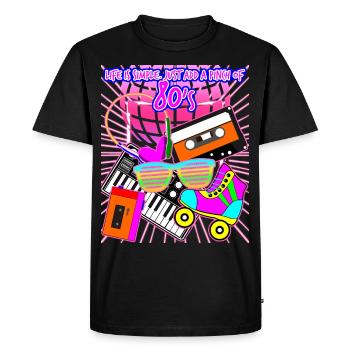 Années 80 Soirée Disco Années 80 - T-shirt Premium bio Homme - noir - Devant - Nico (187cm)