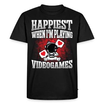 Happiest when i'm Playing Videogames - Men's Premium Organic T-Shirt - black - Front - Nico (187cm)