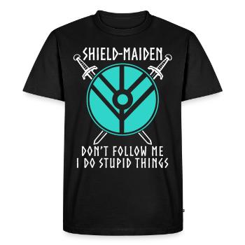 Shield Maiden drôle de Vikings - T-shirt Premium bio Homme - noir - Devant - Nico (187cm)