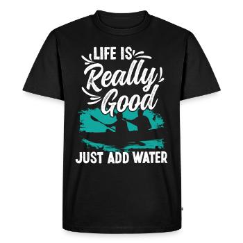 Life is really good funny Kayak saying - Men's Premium Organic T-Shirt - black - Front - Nico (187cm)