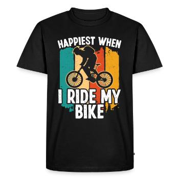 Le plus heureux quand je fais du vélo - T-shirt Premium bio Homme - noir - Devant - Nico (187cm)