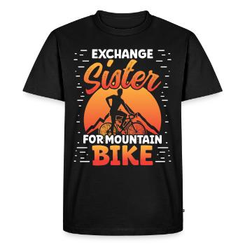 Sœur d’échange pour le vélo de montagne - T-shirt Premium bio Homme - noir - Devant - Nico (187cm)