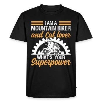 I'm a Mountain Biker and Cat lover - Men's Premium Organic T-Shirt - black - Front - Nico (187cm)