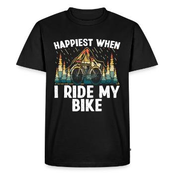 Le plus heureux quand je fais du vélo - T-shirt Premium bio Homme - noir - Devant - Nico (187cm)