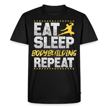 Bodybuilding Eat Sleep Repeat Hobby Bodybuilding - Men's Premium Organic T-Shirt - black - Front - Nico (187cm)