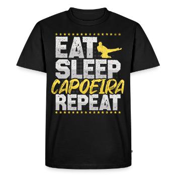 Capoeira Manger Dormir Répéter Arts Martiaux Capoeira - T-shirt Premium bio Homme - noir - Devant - Nico (187cm)
