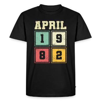 41ème Anniversaire Avril Millésime 1982 - T-shirt Premium bio Homme - noir - Devant - Nico (187cm)