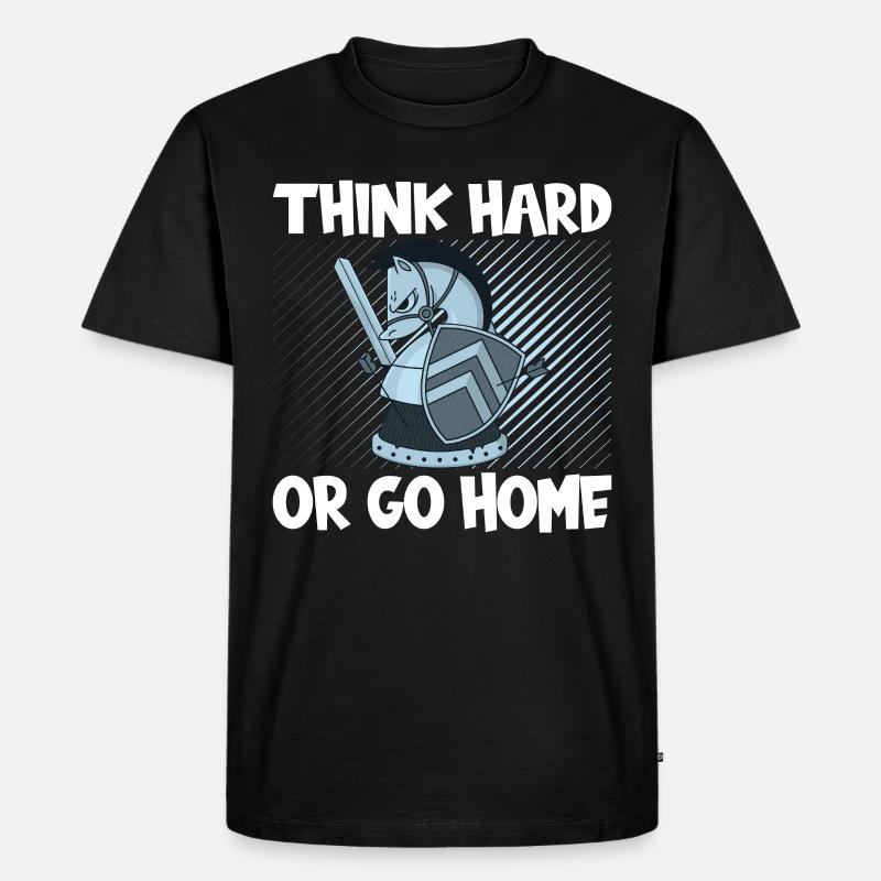 Schach Think Hard - Männer Premium Bio T-Shirt - Schwarz