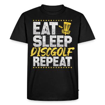 Discgolf Eat Sleep Repeat Frisbee Hobby Discgolf - Men's Premium Organic T-Shirt - black - Front - Nico (187cm)