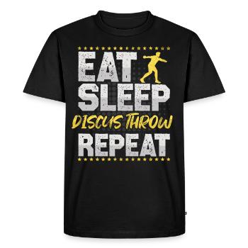 Throw Discus Eat Sleep Repeat Discus Discus - Men's Premium Organic T-Shirt - black - Front - Nico (187cm)