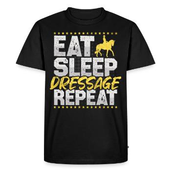 Dressage Manger Dormir Répéter Équitation Hobby - T-shirt Premium bio Homme - noir - Devant - Nico (187cm)