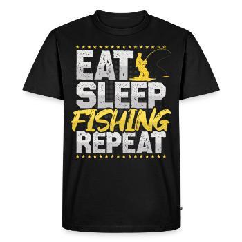 Pêche Manger Dormir Répéter Cannes à pêche Hobby Pêche - T-shirt Premium bio Homme - noir - Devant - Nico (187cm)