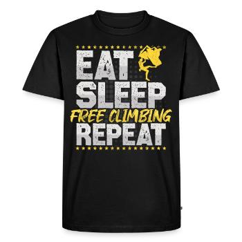Freeclimbing Manger Dormir Répéter Escalade Hobby - T-shirt Premium bio Homme - noir - Devant - Nico (187cm)