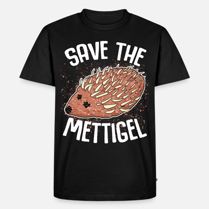 Mettigel Mettbrötchen Hackfleisch Mett - Männer Premium Bio T-Shirt - Schwarz
