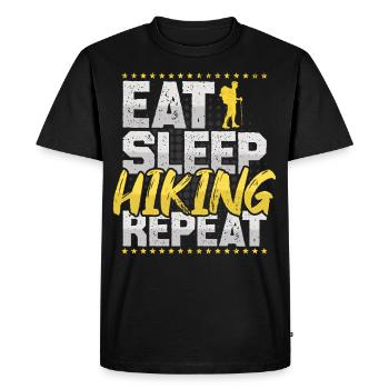 Randonnée Manger Dormir Répéter Alpinisme Loisir Randonnée - T-shirt Premium bio Homme - noir - Devant - Nico (187cm)