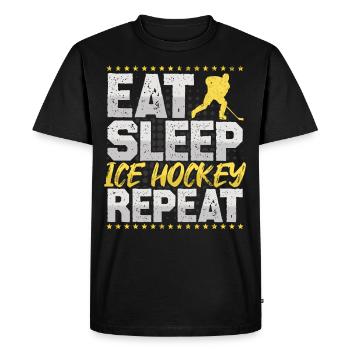 Hockey sur glace Manger dormir Répéter Hockey Hobby Hockey sur glace - T-shirt Premium bio Homme - noir - Devant - Nico (187cm)