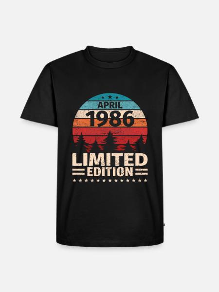 37-årsdag April Årgång 1986 Vintage - Ekologisk premium-T-shirt herr - svart
