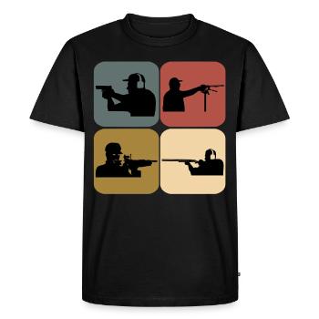 Sport shooter retro shooting club - Men's Premium Organic T-Shirt - black - Front - Nico (187cm)