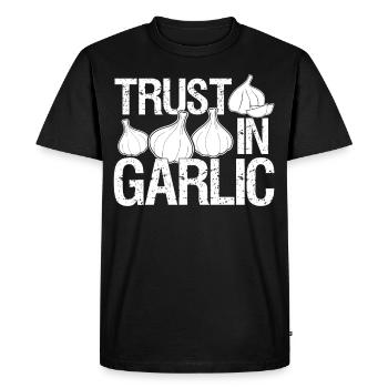 Trust in Garlic Garlic Clove - Men's Premium Organic T-Shirt - black - Front - Nico (187cm)