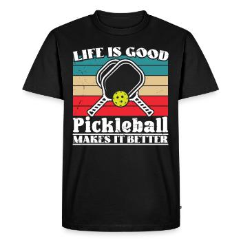 Le pickleball l’améliore - T-shirt Premium bio Homme - noir - Devant - Nico (187cm)