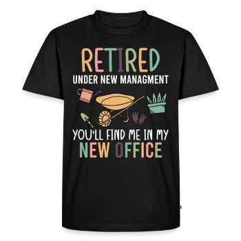 Retraité sous la nouvelle direction vous me trouvez - T-shirt Premium bio Homme - noir - Devant - Nico (187cm)