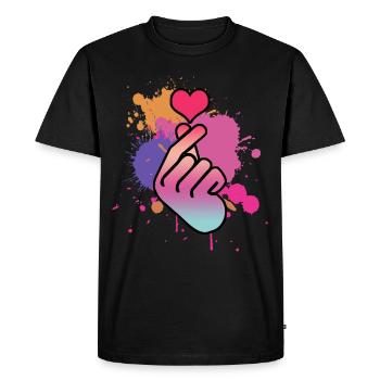 Kpop Finger Musique Pop Coréenne Rétro K-Pop - T-shirt Premium bio Homme - noir - Devant - Nico (187cm)