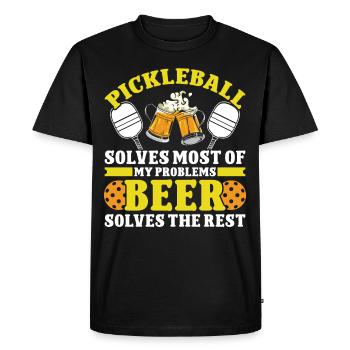 Pickleball and Beer - Men's Premium Organic T-Shirt - black - Front - Nico (187cm)