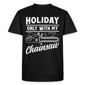 Holiday only with my Chainsaw - Men's Premium Organic T-Shirt - black - Front - Nico (187cm)