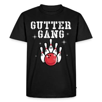 Guttergang Bowling Design - Men's Premium Organic T-Shirt - black - Front - Nico (187cm)