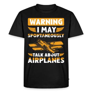Je parle des avions - T-shirt Premium bio Homme - noir - Devant - Nico (187cm)