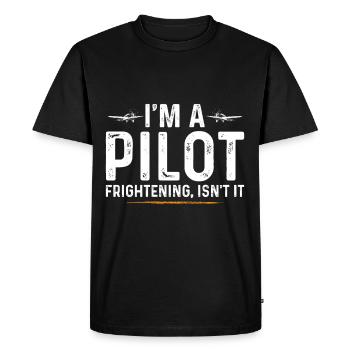 Funny Aviator saying - Men's Premium Organic T-Shirt - black - Front - Nico (187cm)