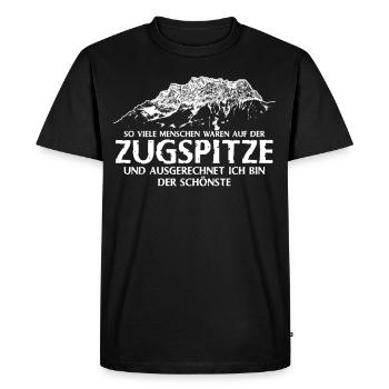 Zugspitze lustig Berge Bergsteigen - Männer Premium Bio T-Shirt - Schwarz - Vorne - Nico (187cm)