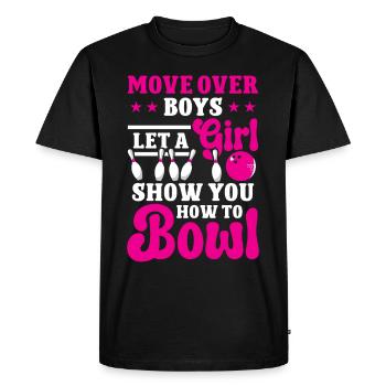 Move over Boys lik a Girl vous montrer comment jouer au bowling - T-shirt Premium bio Homme - noir - Devant - Nico (187cm)