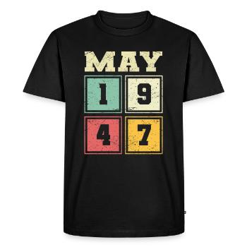 76th Birthday May Vintage 1947 Vintage - Men's Premium Organic T-Shirt - black - Front - Nico (187cm)