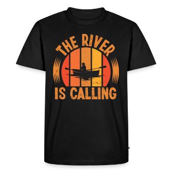 The River is calling - Men's Premium Organic T-Shirt - black - Front - Nico (187cm)
