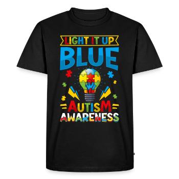 Monde autisme Maman Papa - T-shirt Premium bio Homme - noir - Devant - Nico (187cm)