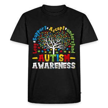 Love support accept understand autism - Men's Premium Organic T-Shirt - black - Front - Nico (187cm)