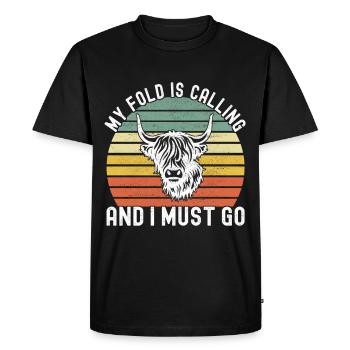 Vache des Highlands Hochlandkuh - T-shirt Premium bio Homme - noir - Devant - Nico (187cm)